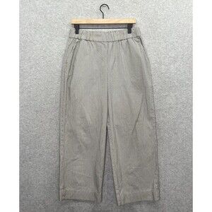 Everlane Pants Womens Large Black Beige Striped Pull On Wide Leg Cropped Organic